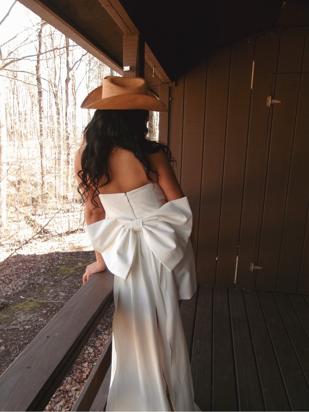 Bridal Shower White Strapless Dress with Large Back Bow